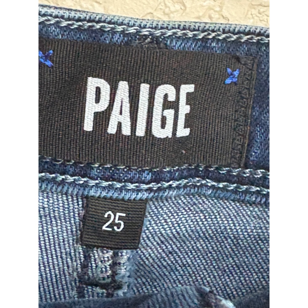 PAIGE High Rise Cindy Straight Leg Jeans Dark Wash Denim Size 25 Blue Ankle - Picture 6 of 11